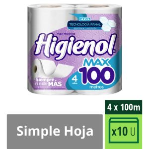Papel Higiénico Higienol Max 4 X 100 Mt