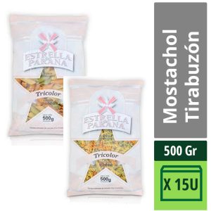 Fideo Estrella del Paraná Mostachol/ Tirabuzón Tricolor Guisero X 500 Gr