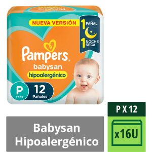 Pañales Pampers Babysan Hipoalergénico P X 12 Un